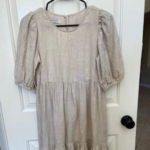 Linen tan dress